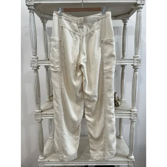 Free People Dunes Wide-Leg Jeans In Ivory Size 27 Retro Y2k Cargo Pants - Picture 5 of 5